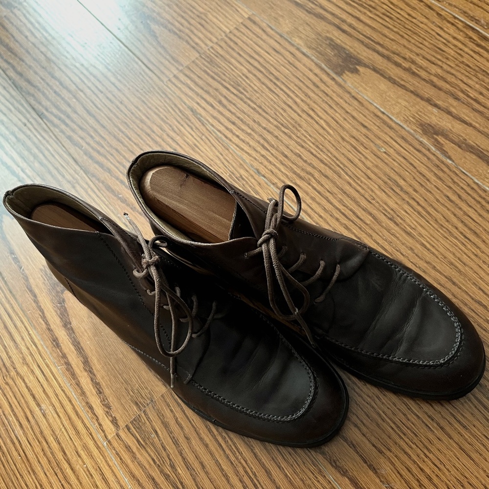 Italian Hand-Made Brown Varda Jenny B. Oxford-style Ankle Boots Size: 8.5